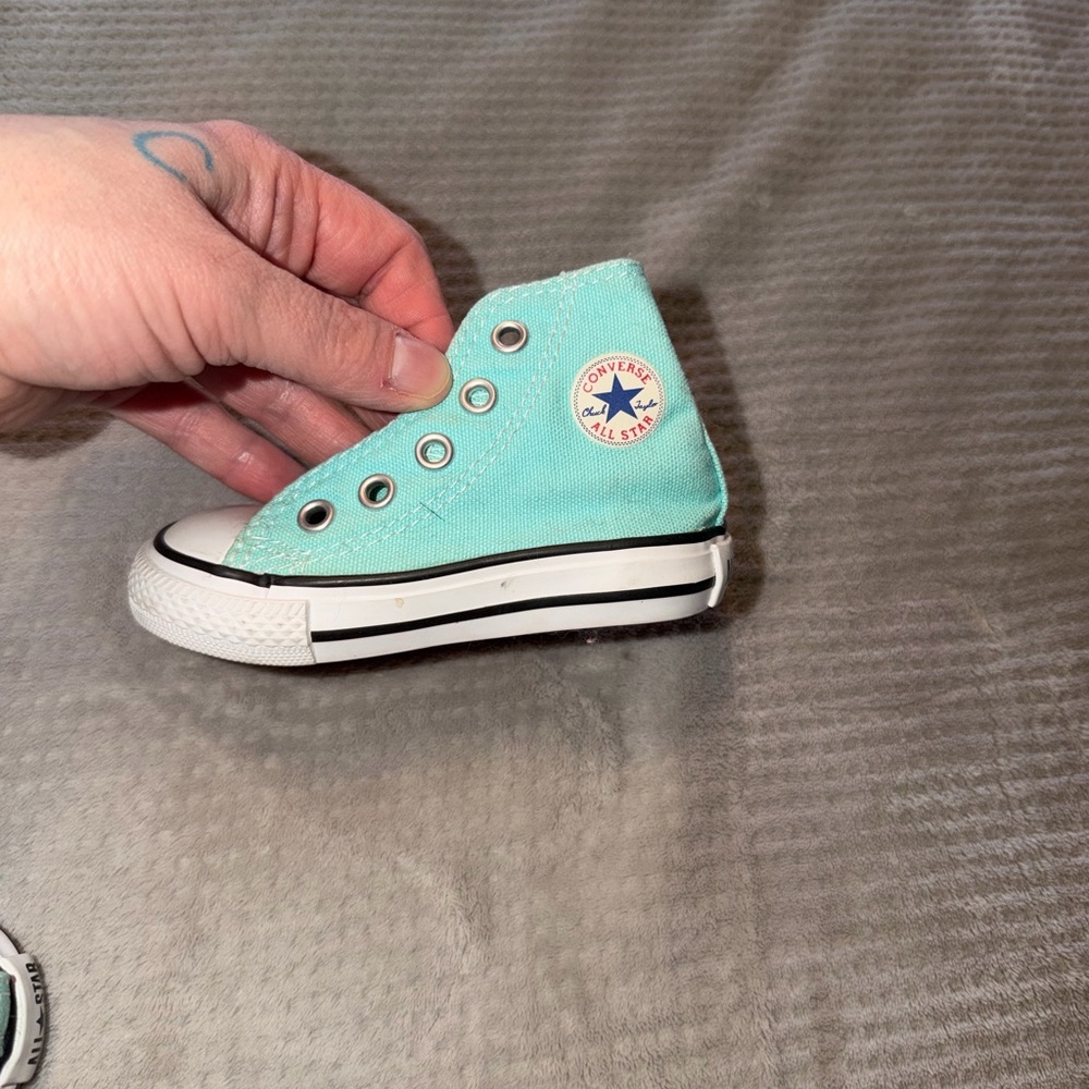Kids Aqua Canvas Converse High-Top Sneakers 4